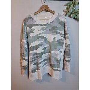 Aerie Good Vibes Camo Oversized Longline Sweatshirt Size XSmall